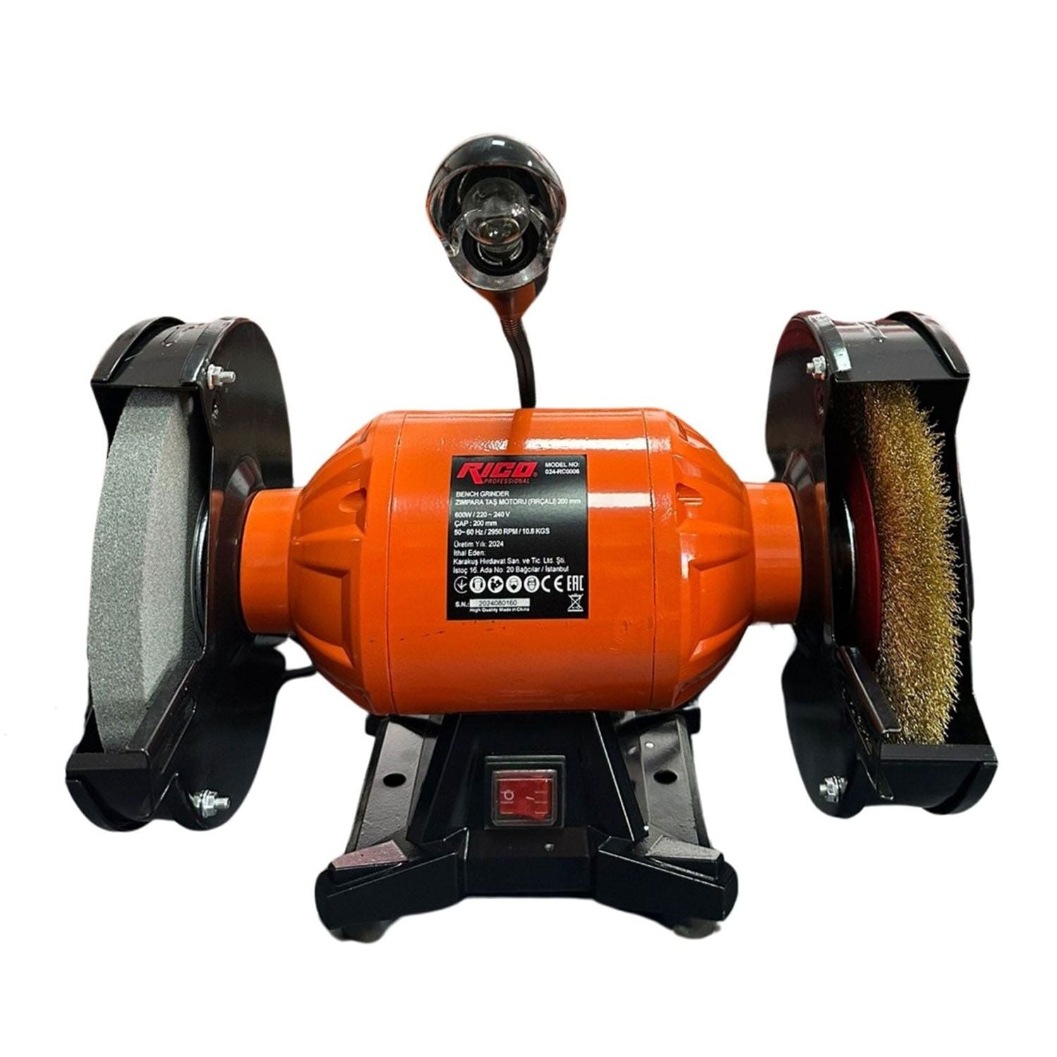 Rico 024-RC0006 Profesyonel Taş Motoru Işıklı Tel Fırçalı 600W 200 Mm