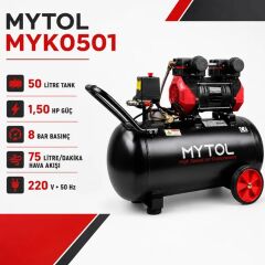 Mytol MYK0501 50 LT 8 Bar 1.5 HP Sesli Yüksek Hızlı Yağsız Hava Kompresörü