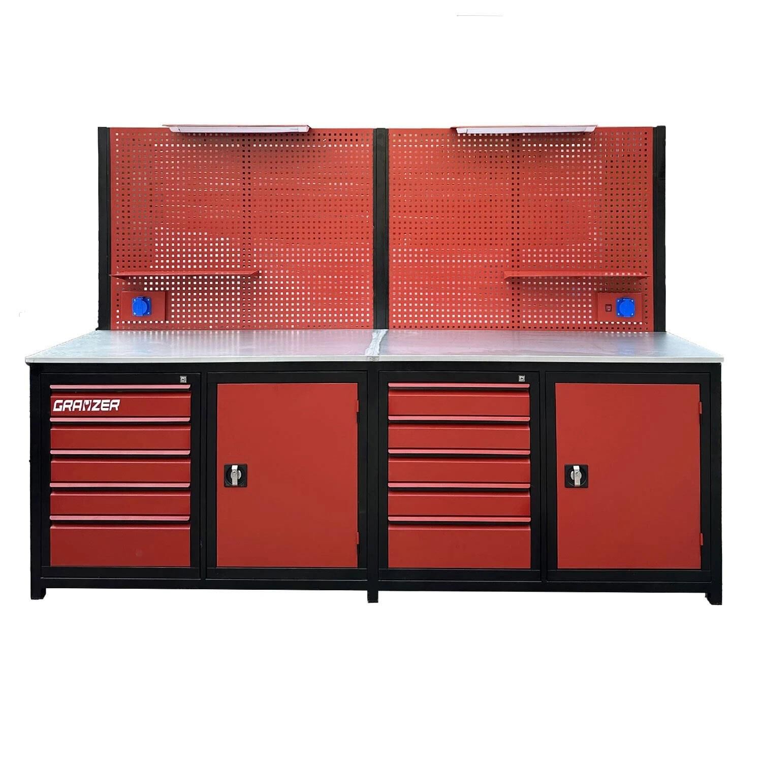 Grayzer 2.5 Metre 10 Çekmeceli 2 Dolaplı Takım Tezgahı