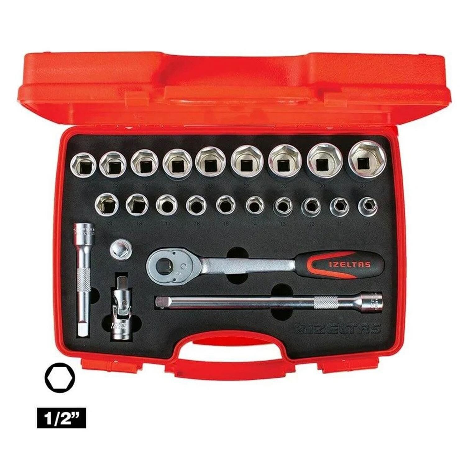 İzeltaş 1113002024 1/2” Altı Köşe Lokma Anahtar Takımı (24 Parça)