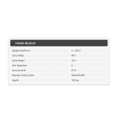 BC4815 Demiriz 4 Akü Şarj Cihazı 15A (Dijital Volt+Akım Göstergeli)