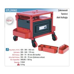 NT Tools GTL20082 Tamirci Koltuğu Çekmeceli