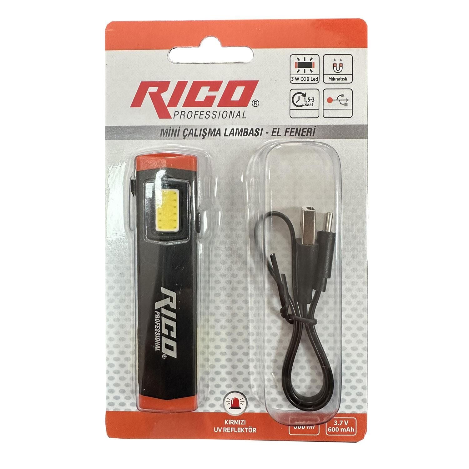 Rico 013-RC0032 Mini Şarjlı Led Lamba 300 Lümen