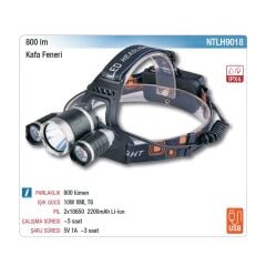 NT Tools NTLH9018 Kafa Feneri 800 Lümen