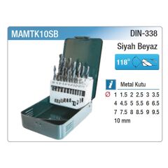 NT Tools MAMTK10SB Matkap Ucu Takımı Siyah Beyaz 19 Parça