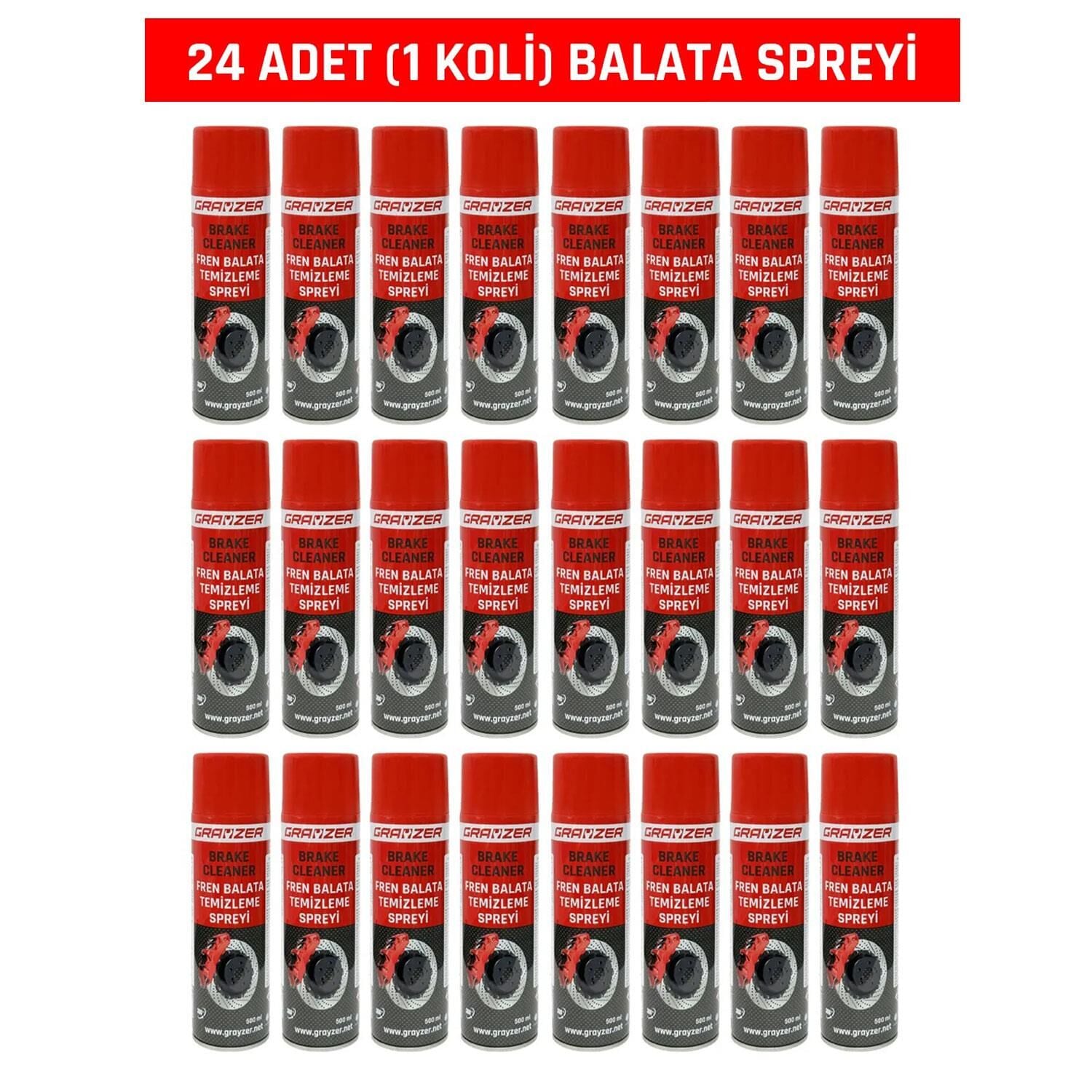 Grayzer Fren Balata Temizleme Spreyi 500 ML (1 Koli 24 Adet)