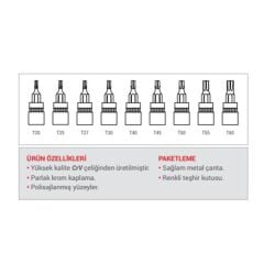 DHT D02128209 1/2 Torx Bits Lokma Takımı 9 Parça