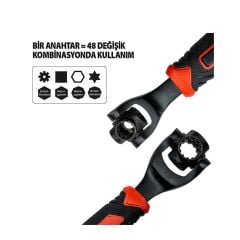 Grayzer 360º Oynar Kafa Siyah Lokma Anahtar 48 Fonksiyonlu