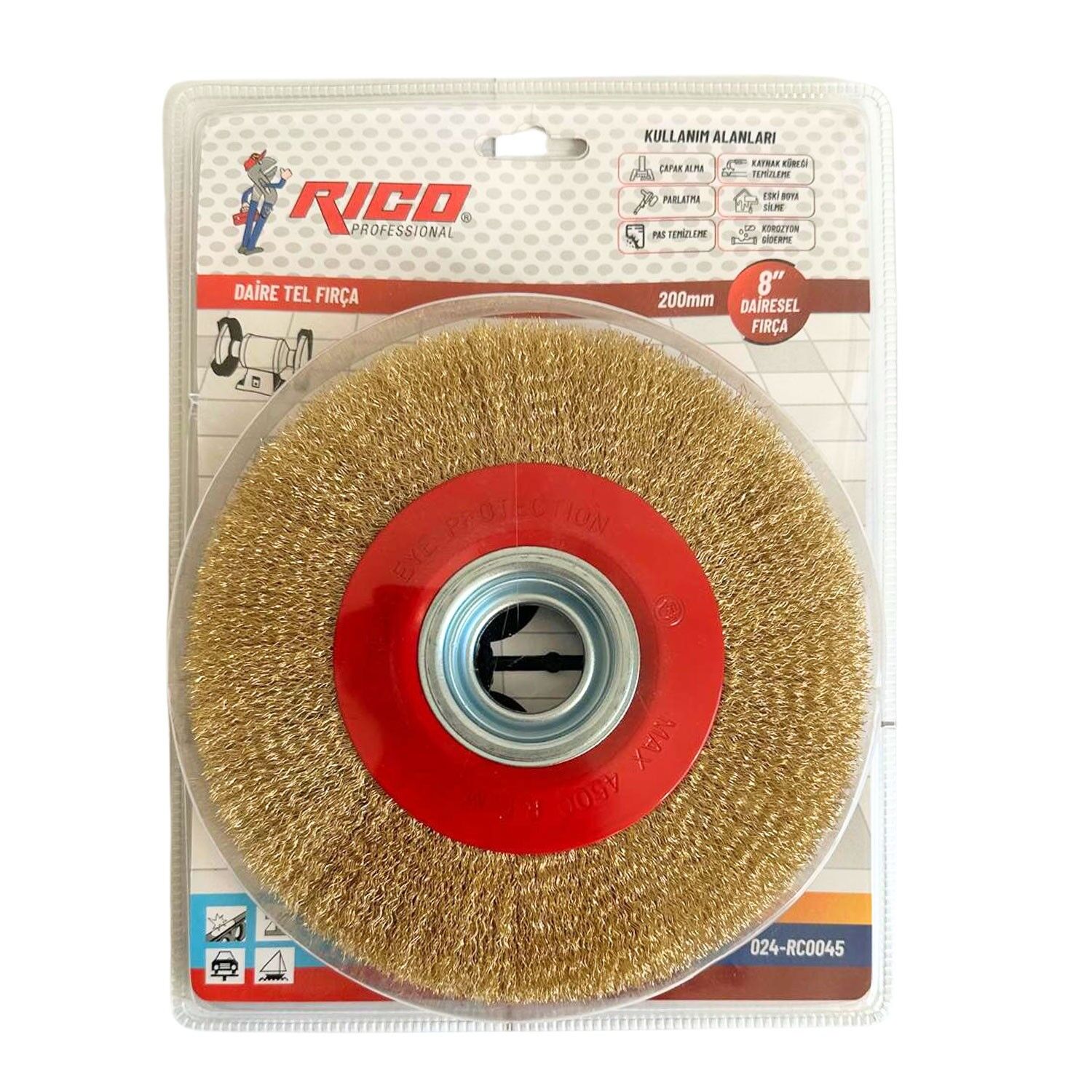 Rico 024-RC0045 Daire Çelik Tel Fırça 200 Mm