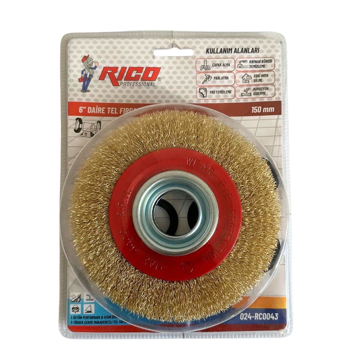 Rico 024-RC0043 Daire Çelik Tel Fırça 150 Mm