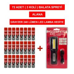 Grayzer Fren Balata Temizleme Spreyi 500 ML (3 Koli 72 adet) Alana Led Lamba Hediye