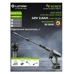Lutian LC101-350 Kömürsüz Akülü Basınçlı Yıkama Tabancası 40V 2.0Ah
