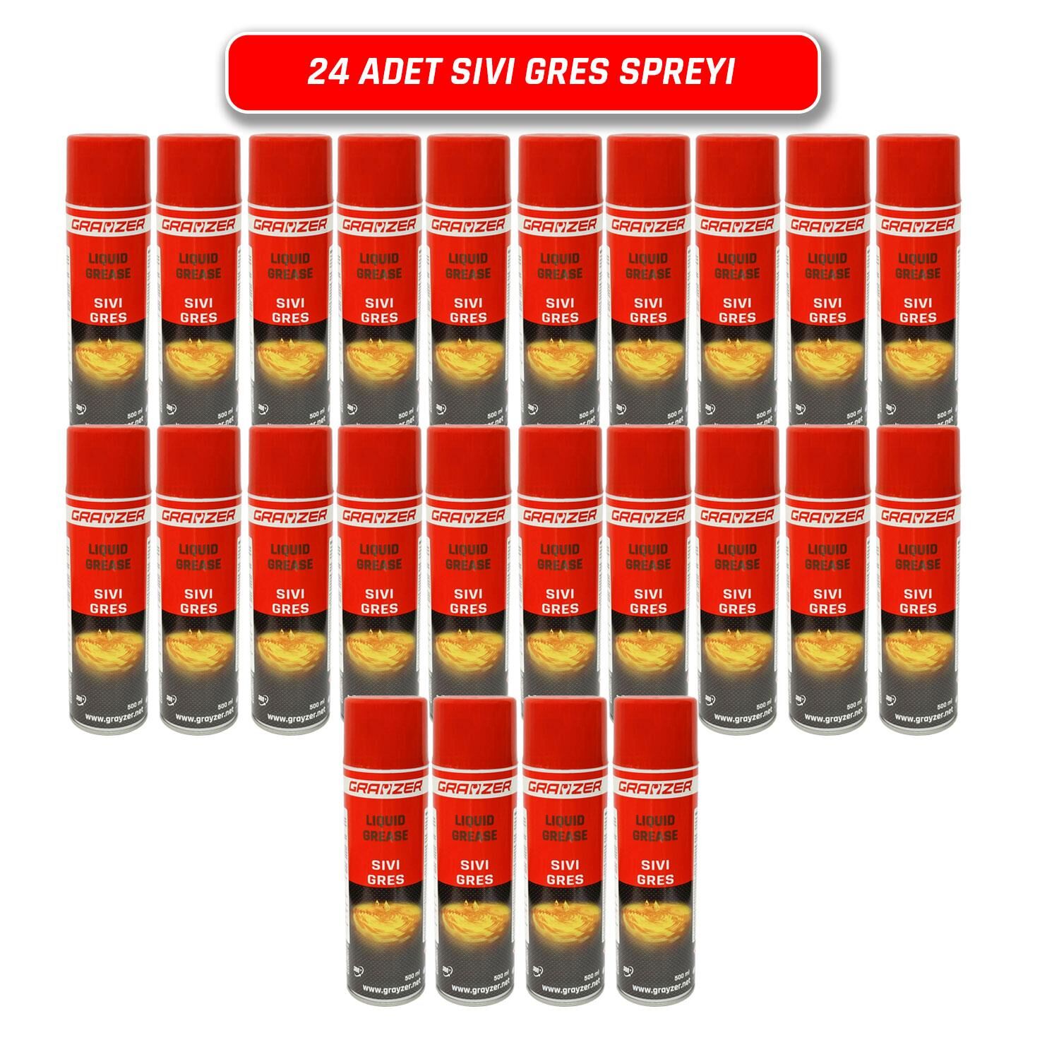 Grayzer Sıvı Gres Yağlama Spreyi 500 ML (1 Koli 24 Adet)