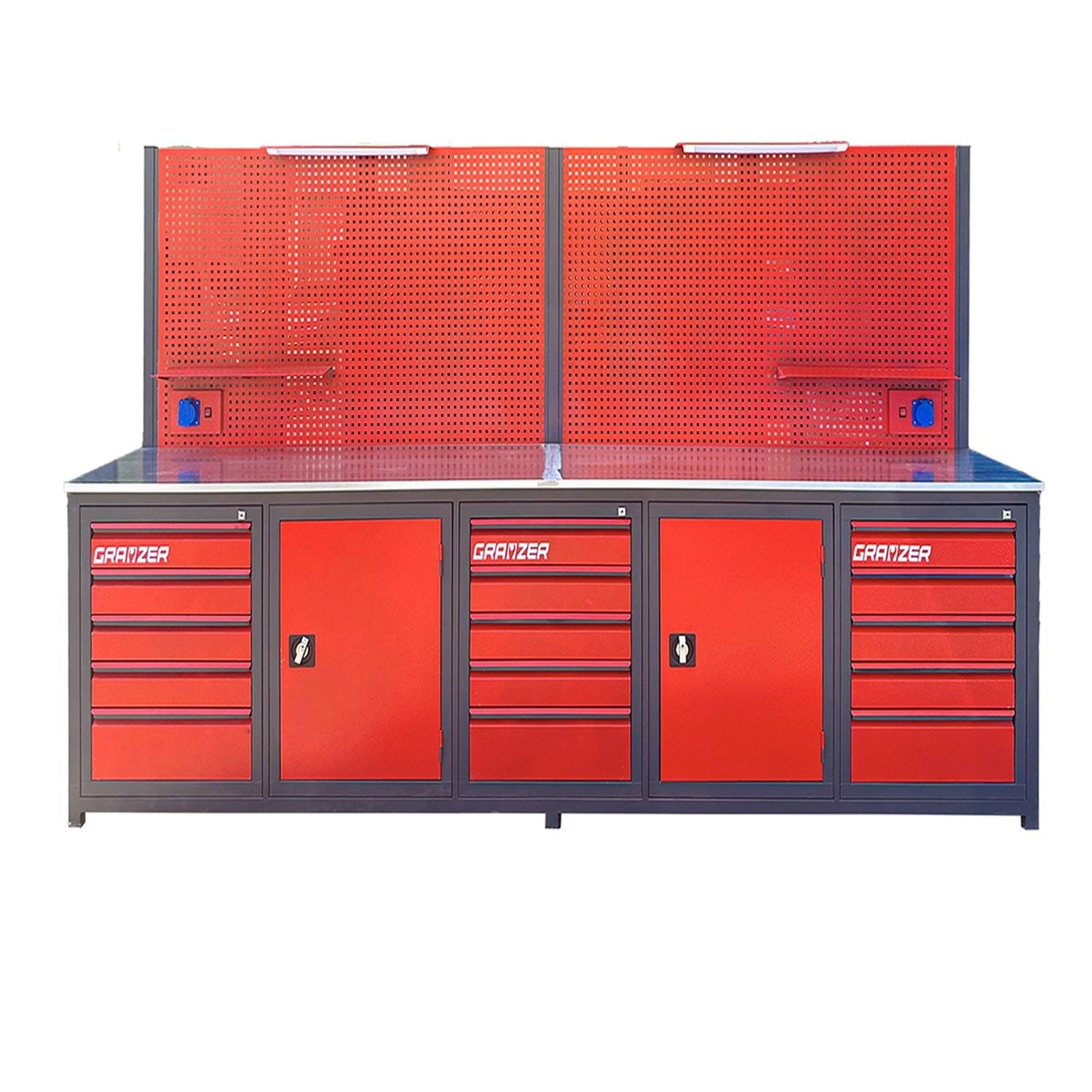 Grayzer 3 Metre 15 Çekmeceli 2 Dolaplı Takım Tezgahı