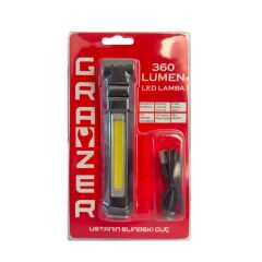 Grayzer GL-360 Çalışma Lambası 360 Lümen Mıknatıslı Şarjlı Led Fener