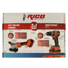 Rico 028-RE0040 Şarjlı Darbeli Matkap Ve Şarjlı Avuç içi Taşlama Seti 4Ah 20V