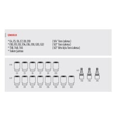 Rico 007-RC9018 1/4 1/2 Torx Lokma Seti 18 Parça