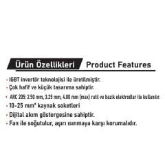 Demiriz ARC 205 DC İnvertör Elektrod Kaynak Makinası 205 Amper (Dijital)