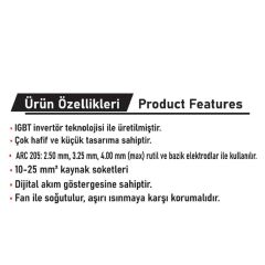 Demiriz ARC 205 DC İnvertör Elektrod Kaynak Makinası 205 Amper (Dijital)